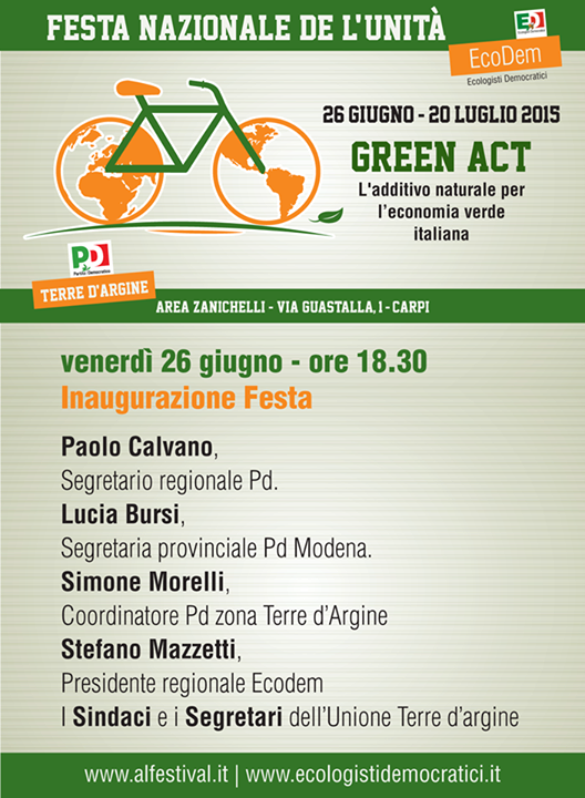Dal 26 giugno al 20 luglio torna la Festa Pd di Carpi